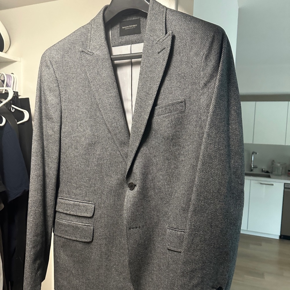 Banana Republic Mens 44 Regular Grey Blazer